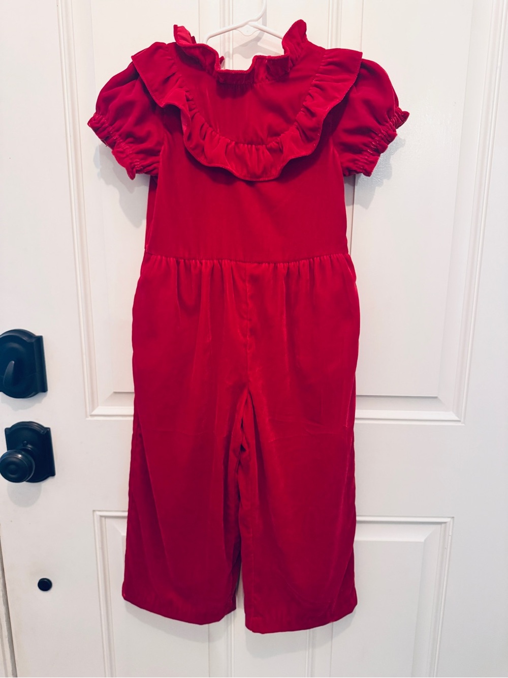 Janie and Jack Red Ruffle-Trim Holiday Jumpsuit
